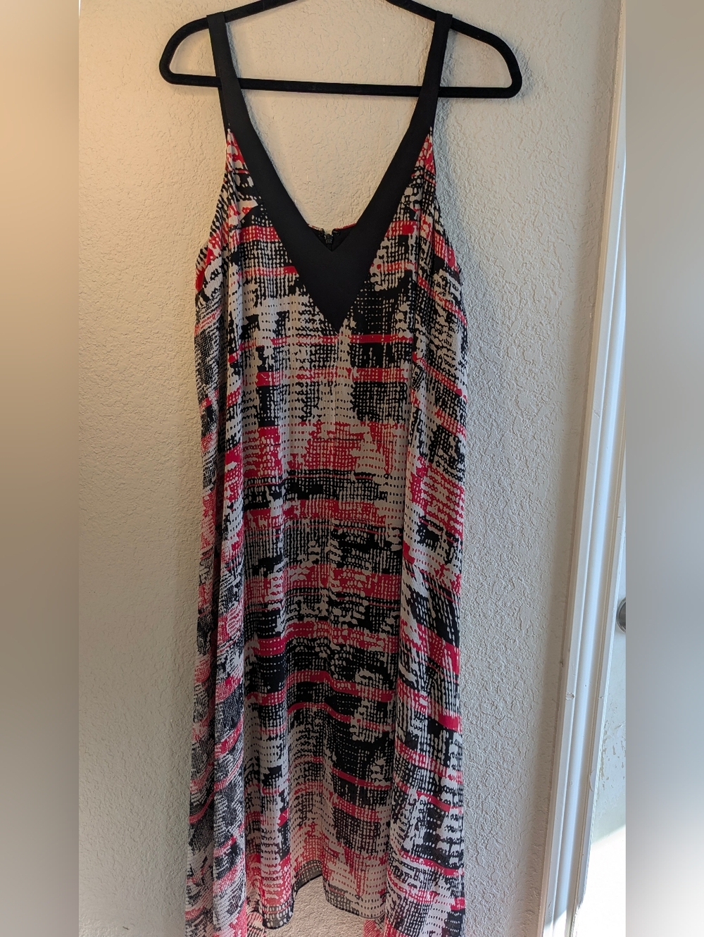 Adrianna Papell Handkerchief Maxi Dress 14W Sleeveless Red Black Excellent Chic